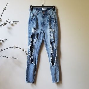 One Teaspoon High Waist Freebird Distressed Jeans